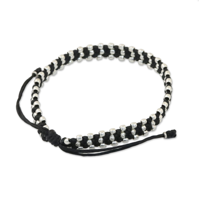 Silver accent wristband bracelet, 'Thai Stars' - Silver accent wristband bracelet