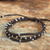 Silver accent wristband bracelet, 'Surreal Brown' - Silver Braided Bracelet thumbail
