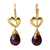 Gold vermeil garnet heart earrings, 'Time to Love' - Handcrafted Heart Shaped Vermeil Garnet Earrings thumbail