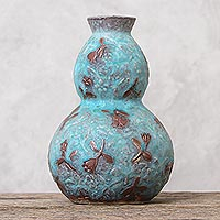 Celadon ceramic vase, 'Orchid Glory'