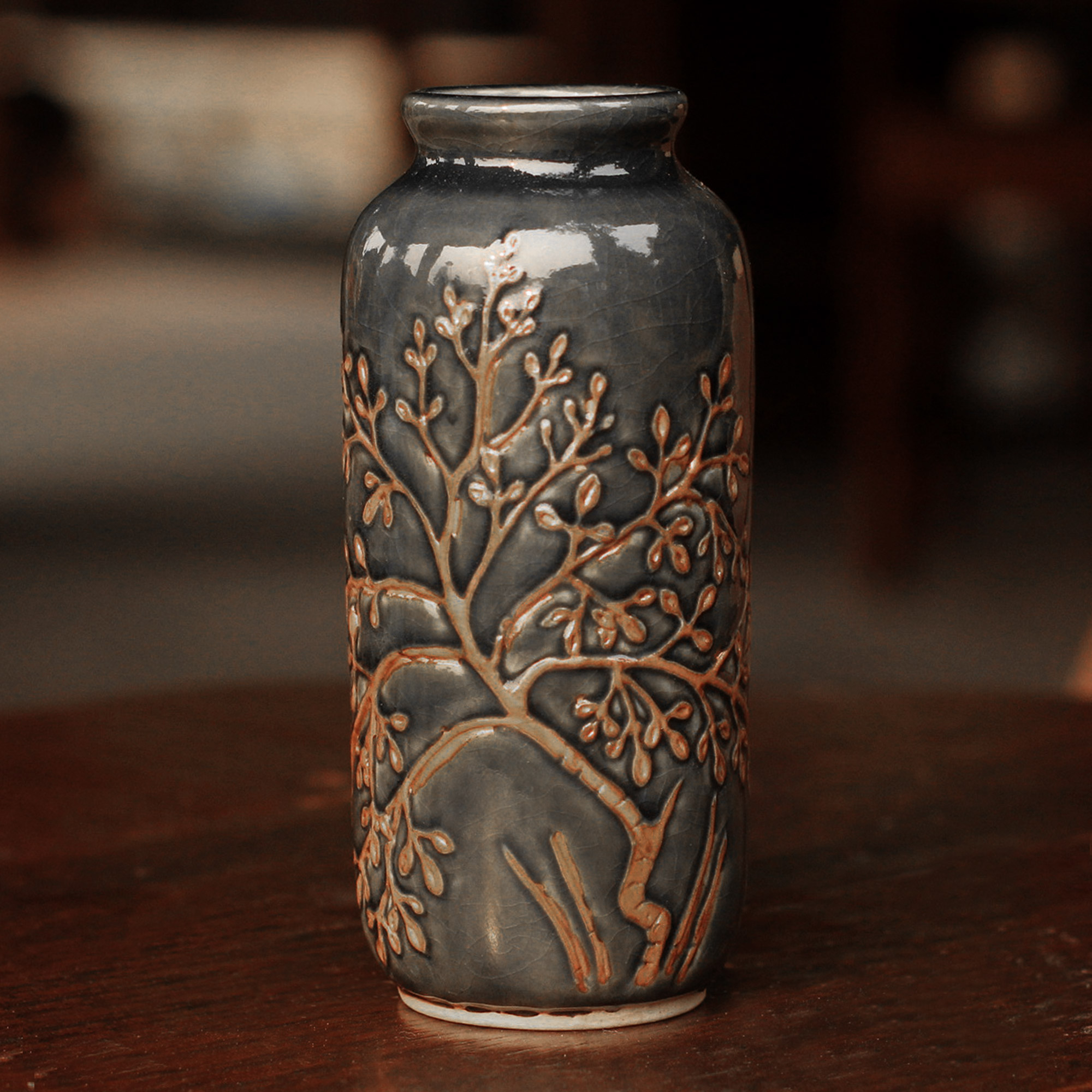 NOVICA Jade Flamingo' Celadon Ceramic vase