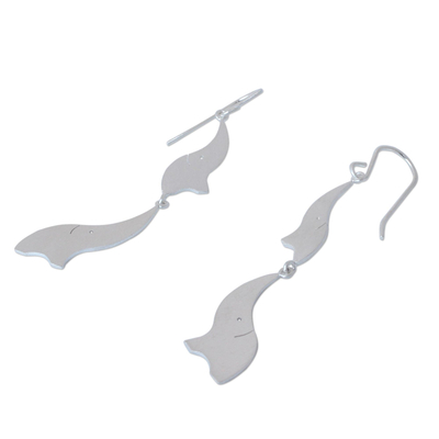 Sterling silver dangle earrings, 'Elephant Acrobats' - Unique Sterling Silver Dangle Earrings