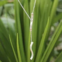 Sterling silver pendant necklace, 'Sinuous Curves' - Artisan Crafted Sterling Silver Pendant Necklace