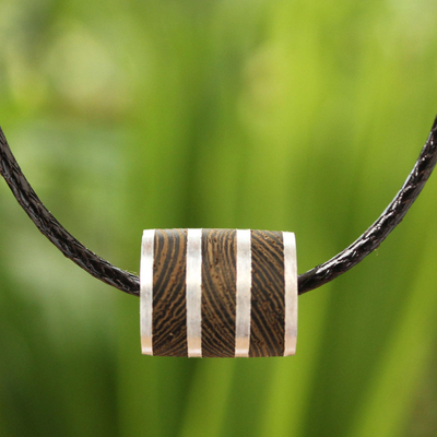 Wood pendant necklace, Forest Hero
