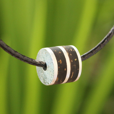 Men's wood pendant necklace, 'Jungle Hero' - Men's Wood Pendant Necklace