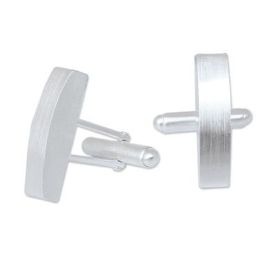 Sterling silver cufflinks, 'Minimalism' - Modern Sterling Silver Cufflinks