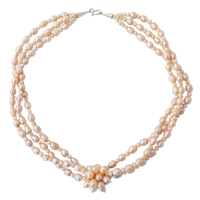Cultured pearl strand necklace, 'Peach Blossom' - Cultured pearl strand necklace