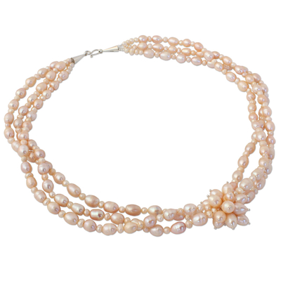 Cultured pearl strand necklace, 'Peach Blossom' - Cultured pearl strand necklace