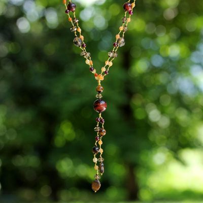 Carnelian and garnet pendant necklace, 'Lovely' - Carnelian and Garnet Pendant Necklace