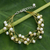 Cultured pearl and peridot beaded bracelet, 'Cloud Forest' - Artisan Crafted Peridot and Pearl Bracelet thumbail