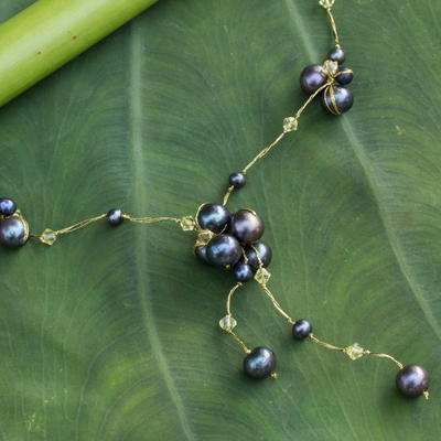 collar con colgante de perlas cultivadas - collar de perlas hecho a mano