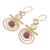 Gold plated rhodonite dangle earrings, 'Follow the Dream' - Hand Made Gold Plated Rhodonite Dangle Earrings