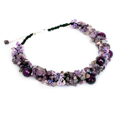 Amethyst cluster necklace, 'Gush' - Handmade Amethyst Cluster Necklace
