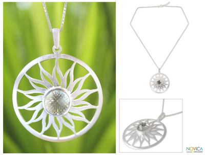 Prasiolite pendant necklace, 'Sun of Love' - Prasiolite pendant necklace
