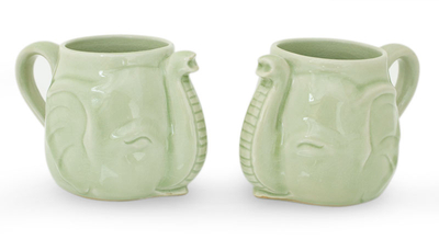 Tazas de cerámica Celadon, (par) - Tazas de cerámica Celadon (par)
