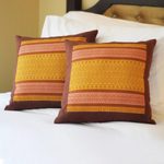 Cotton cushion covers, 'Thai Sunshine' (pair) - Cotton Cushion Covers (Pair)