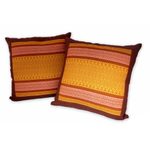 Cotton cushion covers, 'Thai Sunshine' (pair) - Cotton Cushion Covers (Pair)