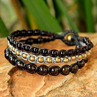 Smoky quartz beaded bracelet, 'Urban Colors' - Smoky Quartz Beaded Bracelet Handmade in Thailand