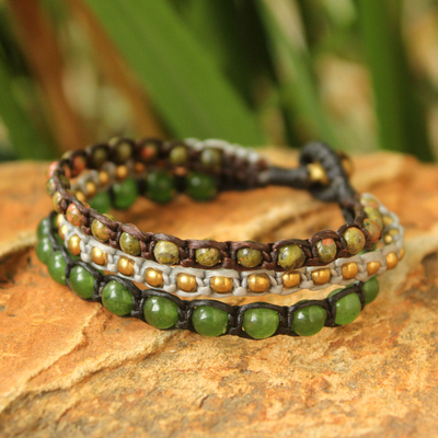 Unakite beaded bracelet, 'Urban Colors' - Fair Trade Unakite Beaded Bracelet