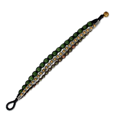 Unakite beaded bracelet, 'Urban Colors' - Fair Trade Unakite Beaded Bracelet