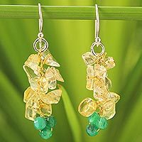 Citrine beaded cluster earrings, 'Afternoon Sun'