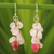 Rose quartz cluster earrings, 'Afternoon Pink' - Handmade Beaded Rose Quartz Earrings thumbail