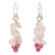 Rose quartz cluster earrings, 'Afternoon Pink' - Handmade Beaded Rose Quartz Earrings (image 2a) thumbail