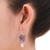 Cultured pearl and amethyst cluster earrings, 'Afternoon Lilac' - Unique Beaded Amethyst Earrings (image 2c) thumbail