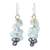 Cultured pearl and aquamarine cluster earrings, 'Afternoon Sigh' - Unique Aquamarine Dangle Earrings (image 2a) thumbail