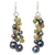 Cultured pearl and peridot beaded earrings, 'Bright Passion' - Pearl and Citrine Dangle Earrings (image 2a) thumbail