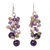 Cultured pearl and amethyst beaded earrings, 'Mystic Passion' - Artisan Crafted Amethyst Earrings thumbail