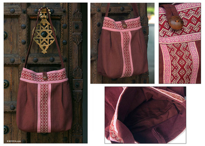 Cotton shoulder bag, 'Lanna Bouquet' - Floral Embroidered Cotton Shoulder Bag 