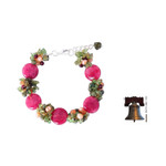 Cultured pearl and peridot beaded bracelet, 'Peony Romance' - Beaded Quartz Multigem Bracelet