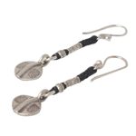 Silver dangle earrings, 'Tribal Art' - Unique Hill Tribe Silver Dangle Earrings