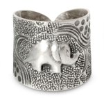Sterling silver wrap ring, 'King of the Forest' - Sterling Silver Elephant Wrap Ring
