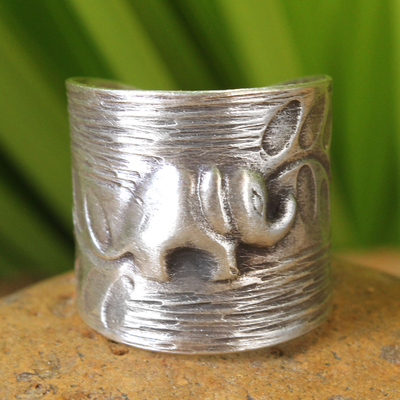 Sterling silver wrap ring, Thai Forest Elephant