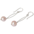 Cultured pearl dangle earrings, 'Precious Peach' - Handcrafted Pearl and Silver Dangle Earrings (image 2b) thumbail