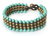 Beaded wristband bracelet, 'Placid Sky' - Dyed Calcite and Brass Beaded Bracelet (image 2a) thumbail