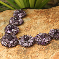 Amethyst beaded necklace, 'Exultant Lilac' - Artisan Crafted Beaded Amethyst Necklace