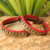 Beaded wristband bracelets, 'Cinnamon Coins' (pair) - Good Fortune Brass Wristband Bracelets (Pair) thumbail