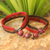Beaded wristband bracelets, 'Cinnamon Coins' (pair) - Good Fortune Brass Wristband Bracelets (Pair) (image 2b) thumbail