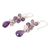 Amethyst cluster earrings, 'Purple Pink Glam' - Amethyst and Quartz Beaded Earrings