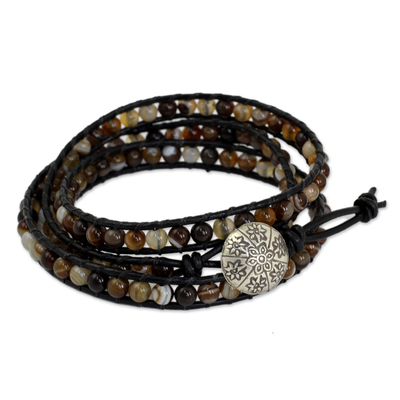 Agate wrap bracelet, 'Forest Flower' - Agate wrap bracelet