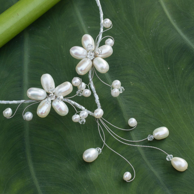 Cultured pearl choker, 'Precious Blossoms' - Pearl Choker Necklace