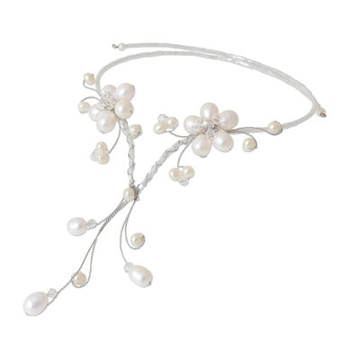 Cultured pearl choker, 'Precious Blossoms' - Pearl Choker Necklace
