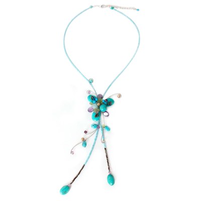 Amethyst and calcite necklace,'Tender Blossoms' - Amethyst and Calcite Necklace