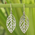 Sterling silver dangle earrings, 'New Leaf' - Unique Sterling Silver Dangle Earrings thumbail