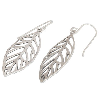 Sterling silver dangle earrings, 'New Leaf' - Unique Sterling Silver Dangle Earrings