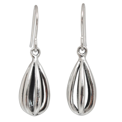 Sterling silver dangle earrings, 'Birdcage' - Modern Sterling Silver Dangle Earrings