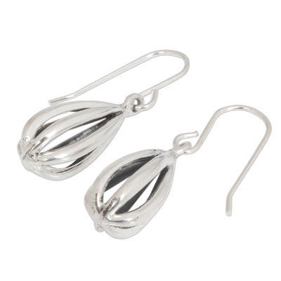 Sterling silver dangle earrings, 'Birdcage' - Modern Sterling Silver Dangle Earrings